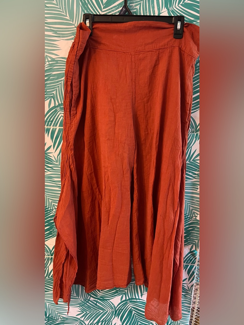 Wide-Leg Rust cotton harem Pants for Women